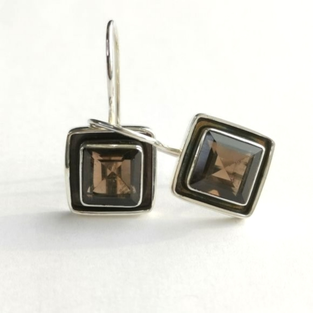 Smokey Topaz Smoky Quartz drop earrings in Sterling Silver 🆕